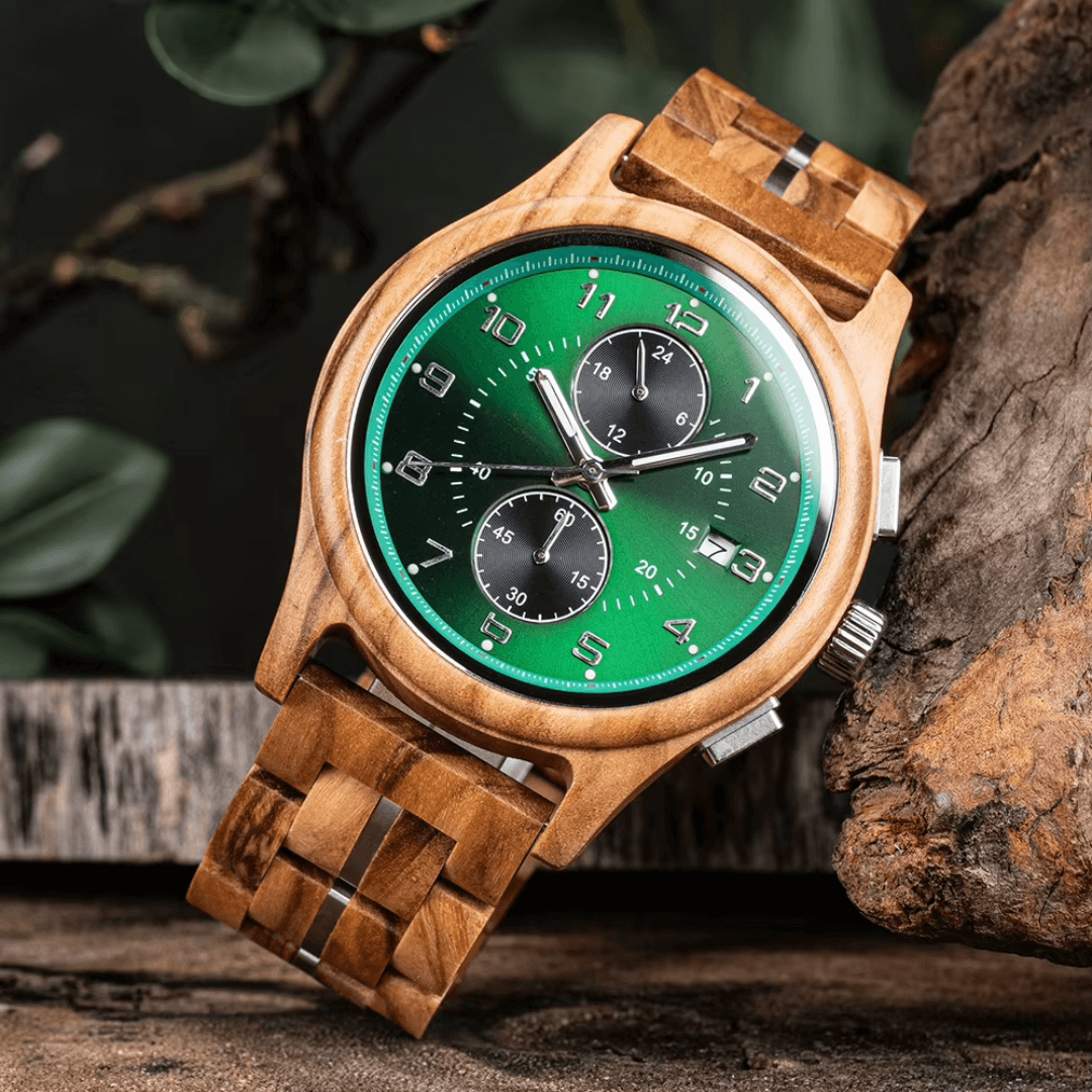 Sage Chronograph Wood Watch