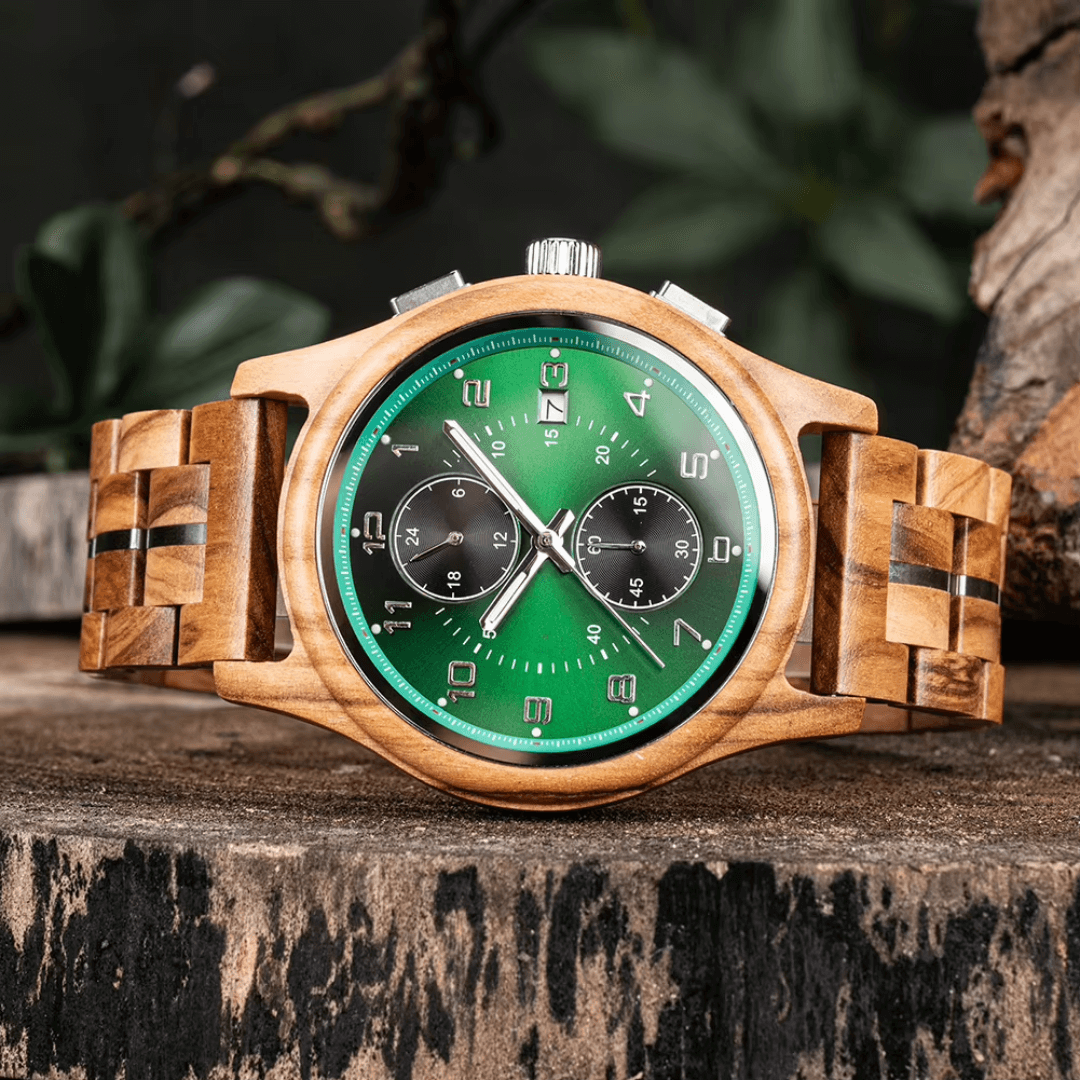 Sage Chronograph Wood Watch