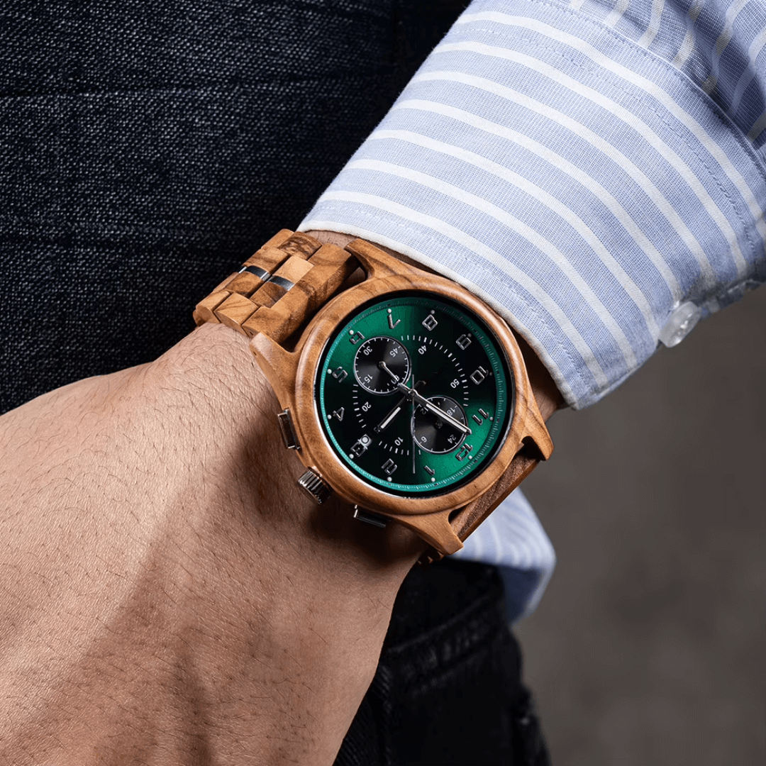 Sage Chronograph Wood Watch