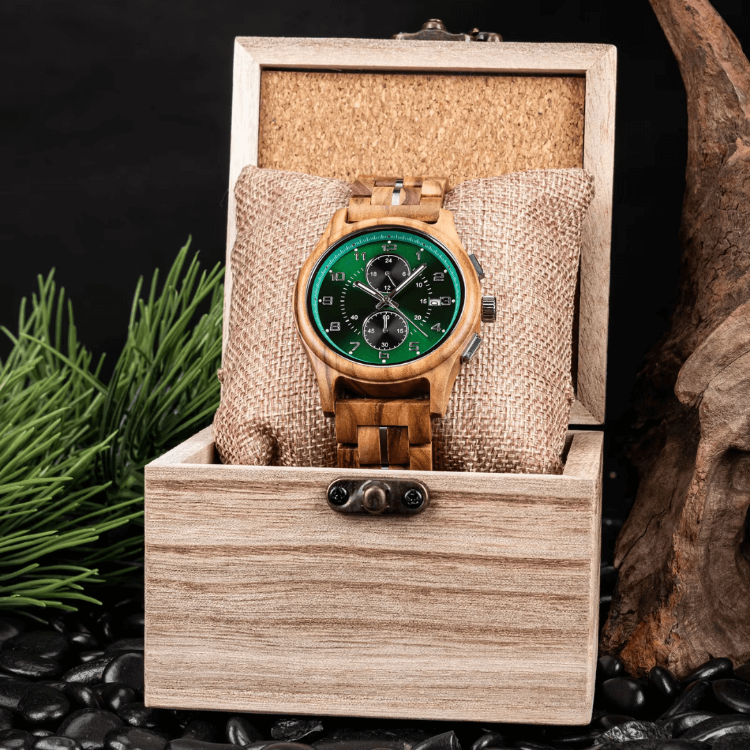 Sage Chronograph Wood Watch