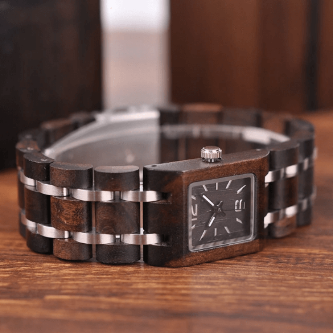 Dusk Square Wood Watch