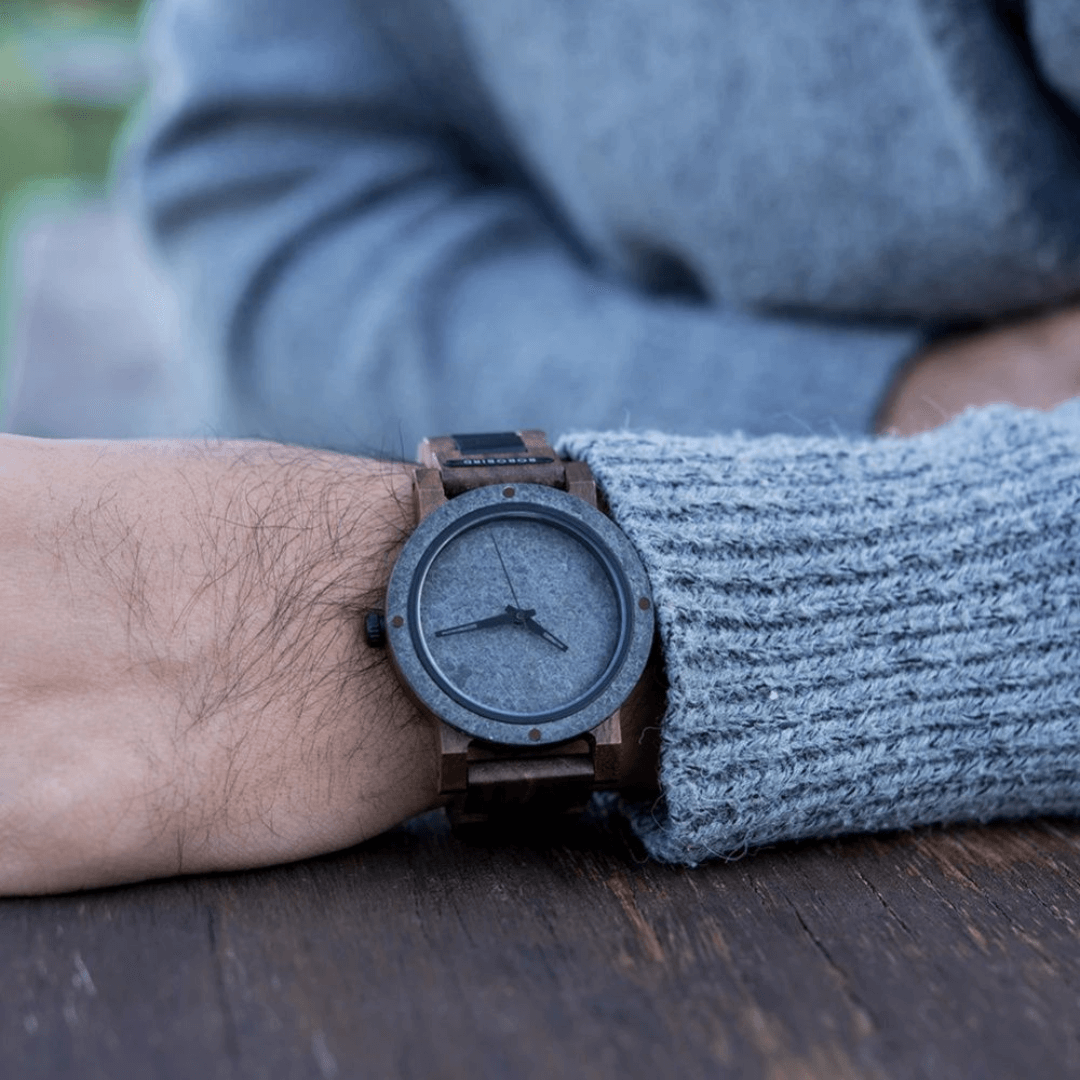 Jet Stone Wood Watch