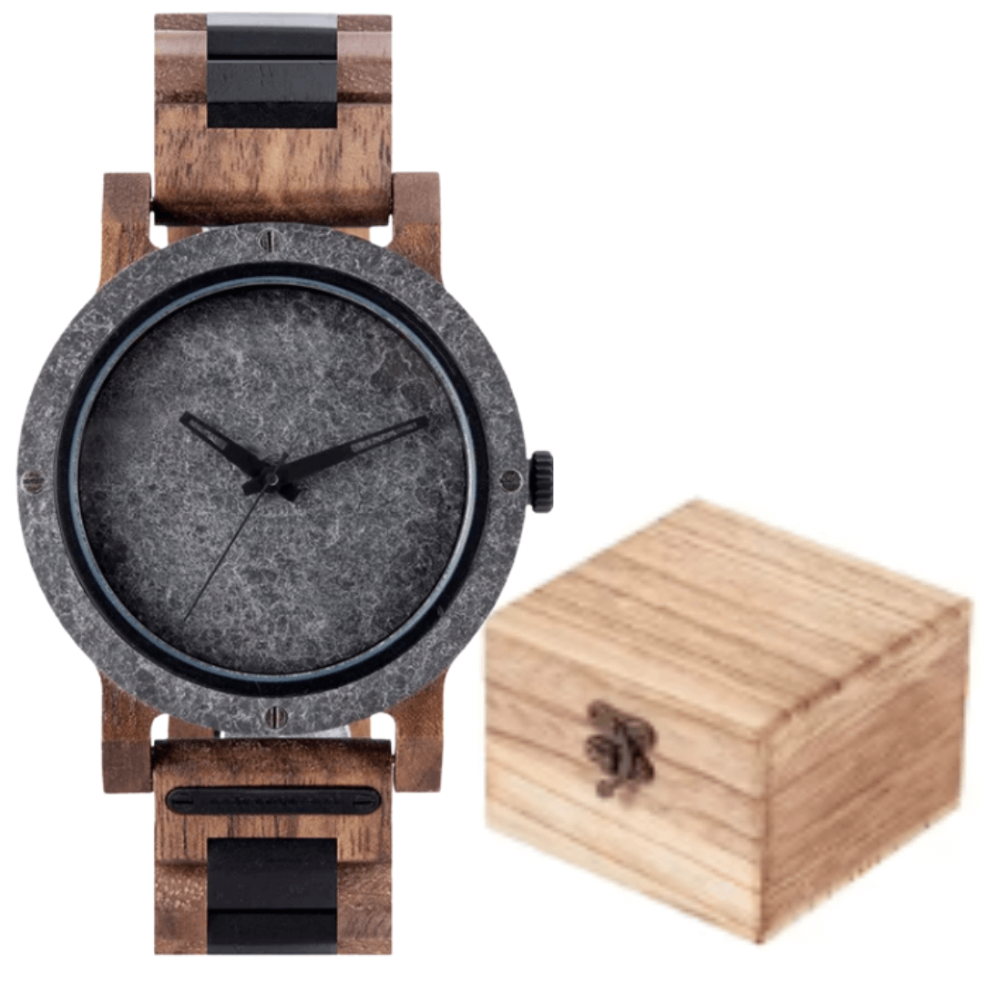 Jet Stone Wood Watch